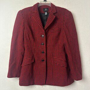 Limited Blazer Jacket sz S red black herringbone Wool Mohair blend career